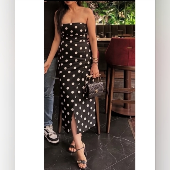 Zara ZW Collection Polka Dot Strapless Dress - Picture 3 of 9